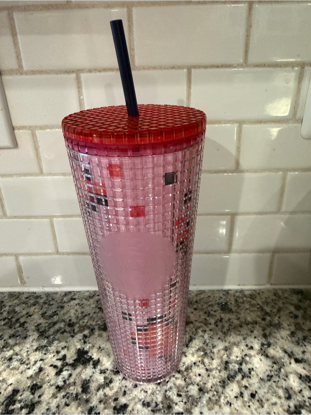 Starbucks Pink Textured Tumbler with Purple Accent